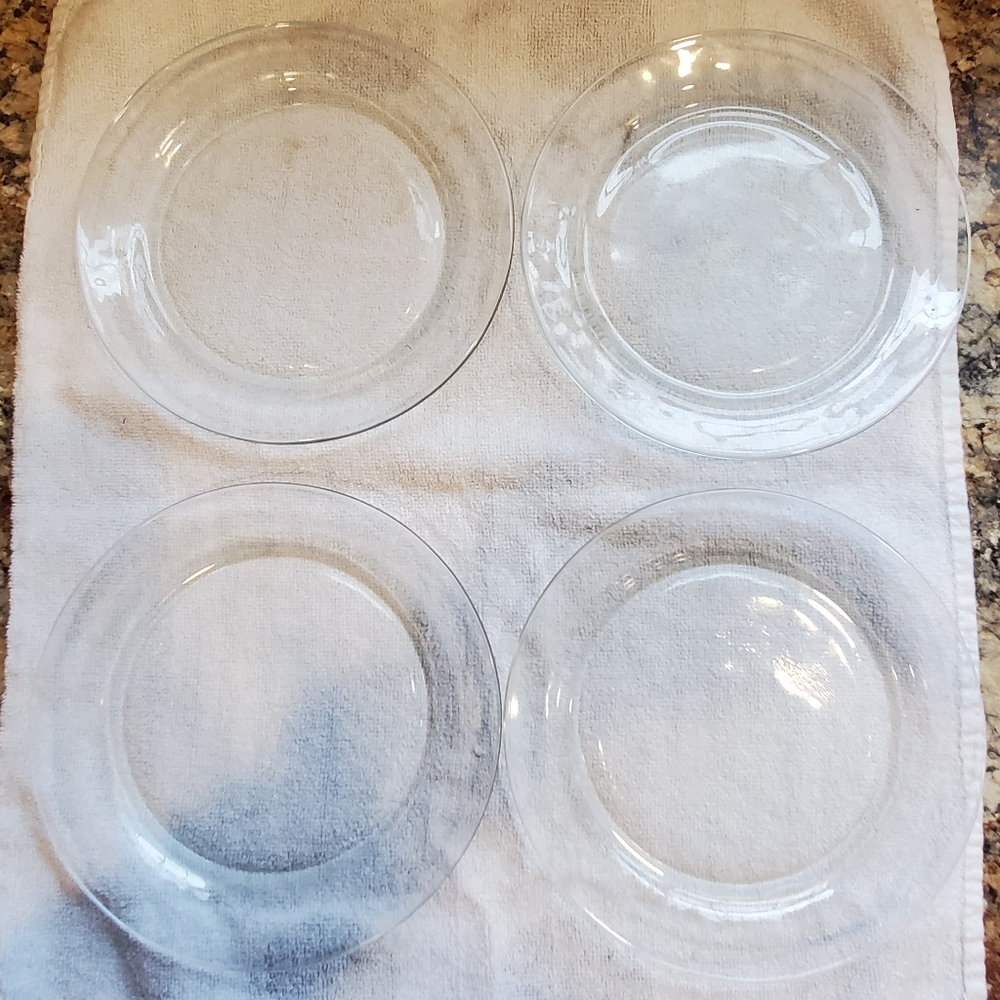 Vintage KIG Malaysia Clear Pressed Glass 7in Salad/Dessert Plates Set of 4